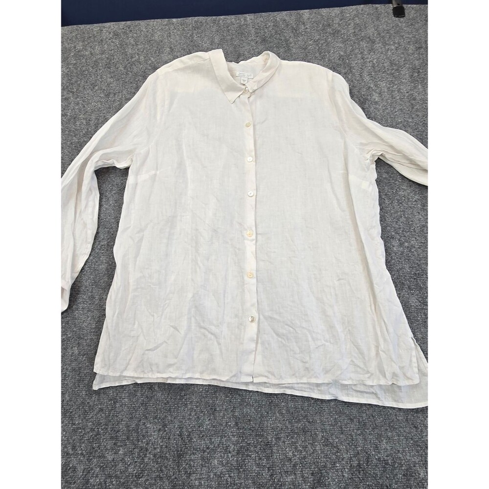 J. Jill Love Linen Essential Shirt Womens XL White 100% Linen Button Up